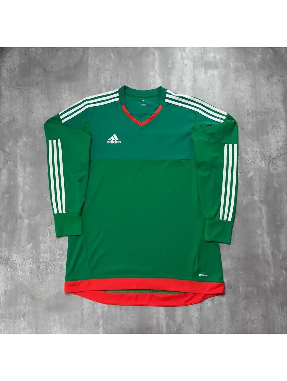 Y2K Green Adidas Top 15 GK Mexico Adizero Goalkeeper Long Sleeve Jersey